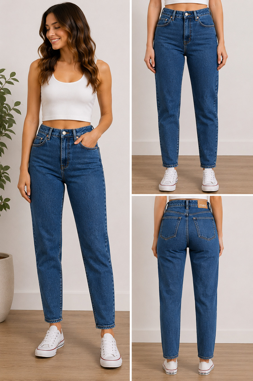 Mavi Star Womens Jeans 29x29 Iconic High Rise Mom Jeans Blue Stretch Denim Cond